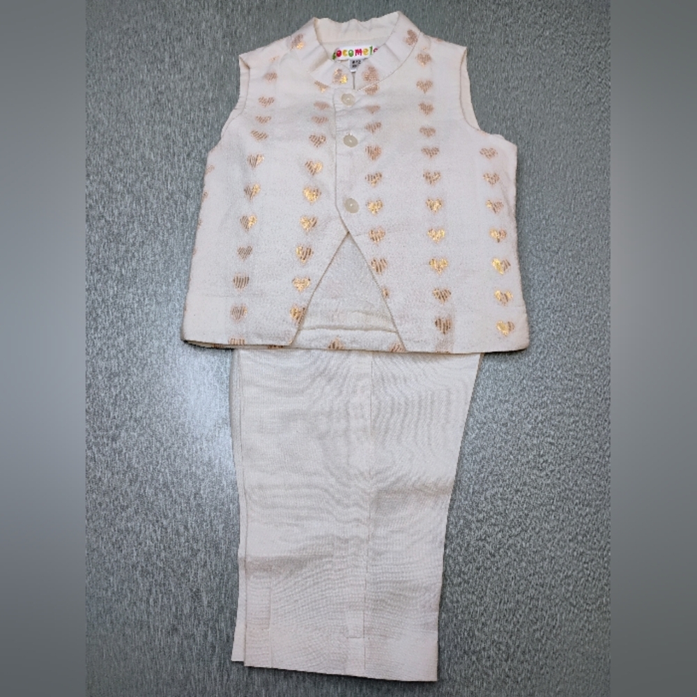 Infant cream and gold bundi pajama Set